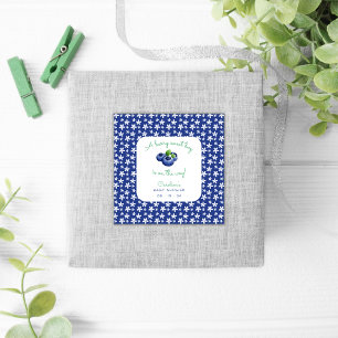 Eine Berry Sweet Baby Boy Dusche Blueberry Quadratischer Aufkleber