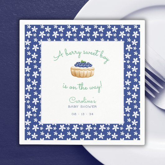 Eine Berry Sweet Baby Boy Dusche Blueberry Serviette