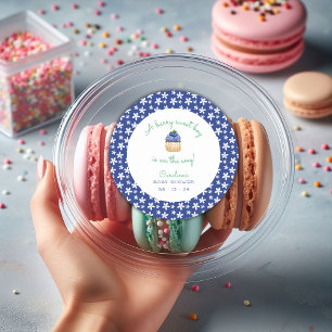 Eine Berry Sweet Baby Boy Dusche Blueberry Square Runder Aufkleber