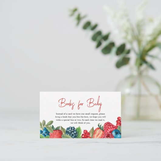 Eine Berry Sweet Baby Dusche Bücher für Baby Begleitkarte (Stehend Vorderseite)