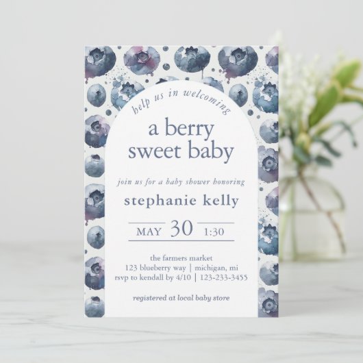 Eine Berry Sweet Baby Dusche Einladung (Stehend Vorderseite)