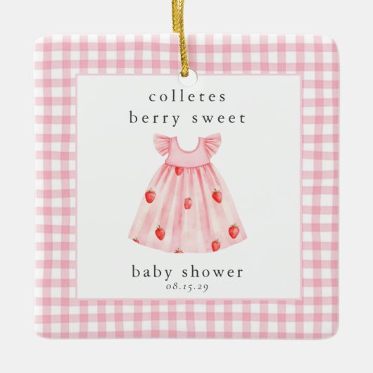 Eine Berry Sweet Baby Dusche Erdbeere Keramikornament (Vorderseite)