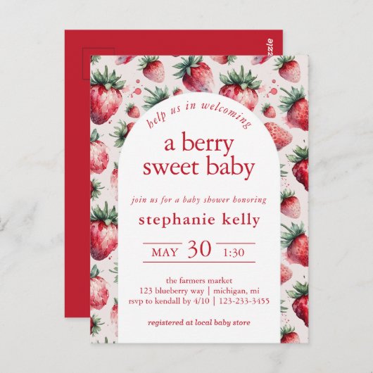 Eine Berry Sweet Baby Dusche Postkarte (Vorne/Hinten)