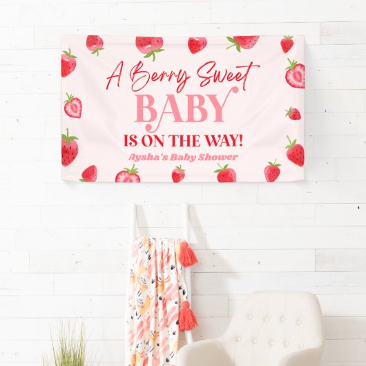 Eine Berry Sweet Baby Strawberry Baby Dusche Banner (Insitu)