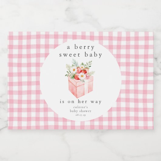 Eine Berry Sweet Baby Strawberry Baby Dusche Schaumweinetikett (Einzelnes Label)