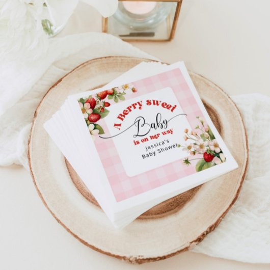 Eine Berry-Sweet-Baby Strawberry-Babydusche Serviette