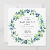 Eine Berry Sweet Blueberry Baby Dusche Einladung (Vorderseite)