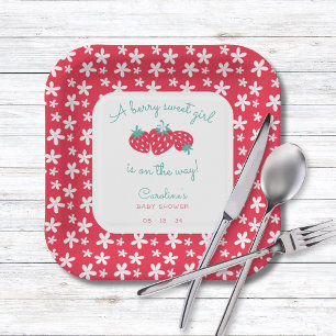 Eine Berry Sweet Girl Baby Dusche Strawberry Flora Pappteller