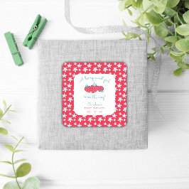 Eine Berry Sweet Girl Baby Dusche Strawberry Flora Quadratischer Aufkleber