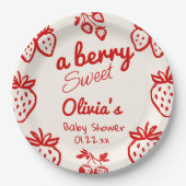 Eine Berry Sweet Hand Drawn Strawberries Baby Dusc Pappteller (Vorderseite)