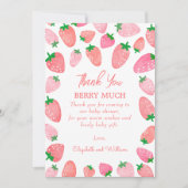Eine Berry Sweet Strawberry Baby Dusche Dankeskarte (Vorderseite)