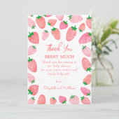 Eine Berry Sweet Strawberry Baby Dusche Dankeskarte (Stehend Vorderseite)