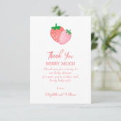 Eine Berry Sweet Strawberry Baby Dusche Dankeskarte (Stehend Vorderseite)