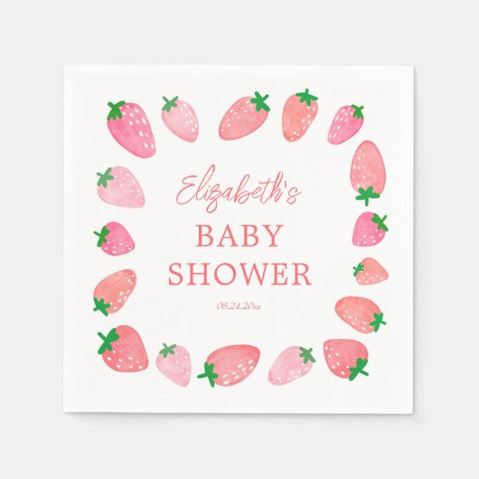 Eine Berry Sweet Strawberry Baby Dusche Serviette (Vorderseite)