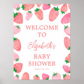 Eine Berry Sweet Strawberry Baby Dusche Willkommen Poster (Vorne)
