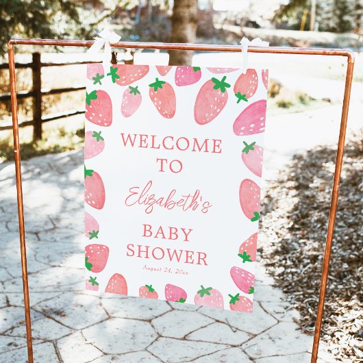 Eine Berry Sweet Strawberry Baby Dusche Willkommen Poster