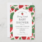 Eine Berry Sweet Strawberry Pink Baby Dusche Einladung (Vorderseite)