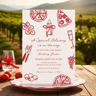 Eine besondere Lieferung auf dem Weg Pizza Baby Du Einladung