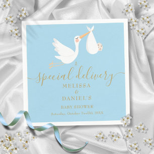 Eine besondere Lieferung Storch Paarbaby-Party Serviette