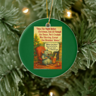 Eine betrunkene Maus – Weihnachtskarte Chaos Keramik Ornament