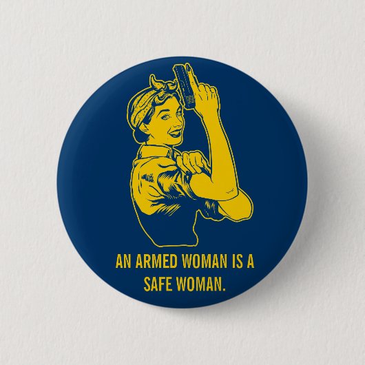 Eine bewaffnete Frau Knopf Button (Vorderseite)