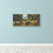 Eine bewaldete Landschaft mit Reisenden auf einem  Leinwanddruck (Insitu (Holzboden))