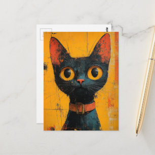 Eine bezaubernde schwarze Katze Postkarte