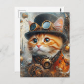 eine bezaubernde Steampunkatze Postkarte (Vorne/Hinten)