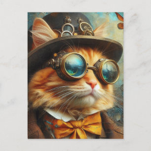 eine bezaubernde Steampunkkatze Postkarte