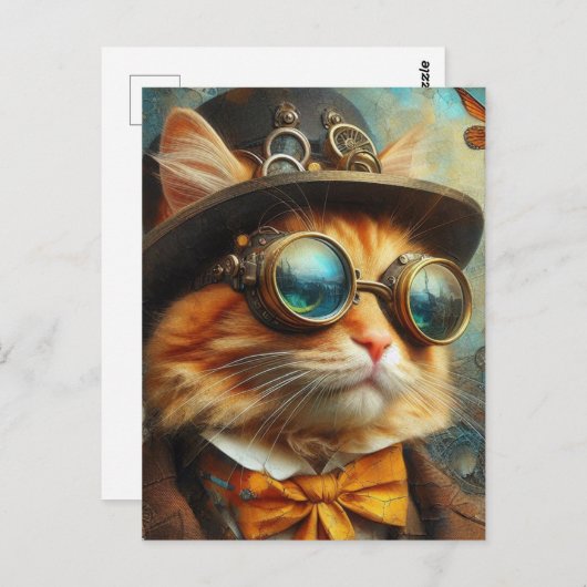 eine bezaubernde Steampunkkatze Postkarte (Vorne/Hinten)
