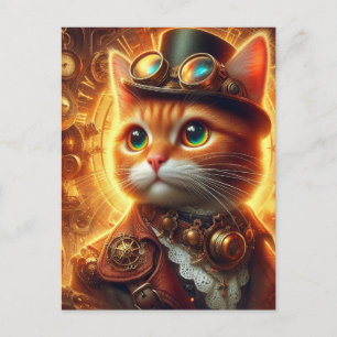 eine bezaubernde Steampunkkatze Postkarte
