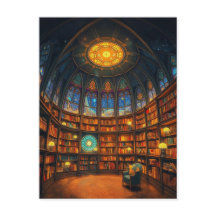 Eine Bibliothek, die zwischen den Sternen schwebt