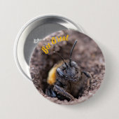 Eine Biene auf einem Abzeichen Button (Vorne & Hinten)