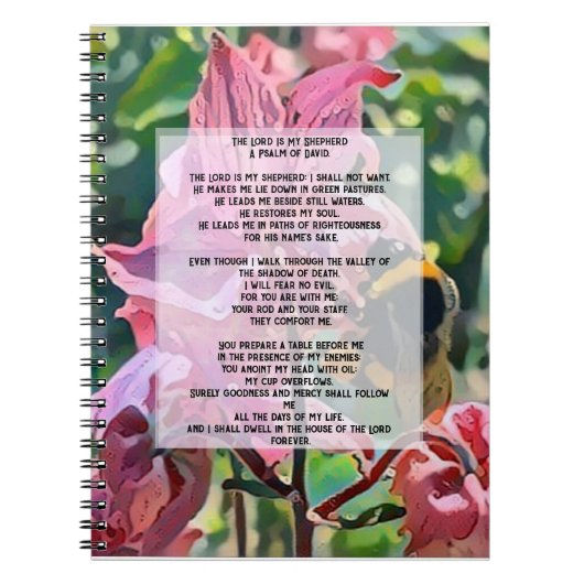 eine Biene in einem Garten mit Psalm 23 Notizblock (Vorderseite)