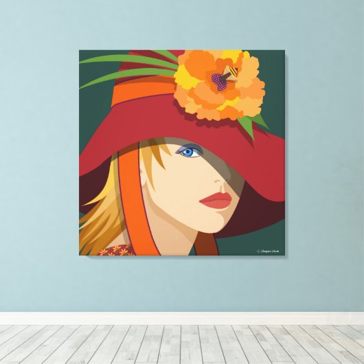 Eine Biene in ihrer Bonnet-gekrempelten Leinwand d (Insitu (Holzboden))