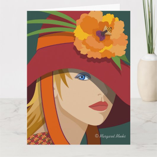 Eine Biene in ihrer geklappten Bonnet-Karte oder E Karte (Vorderseite)