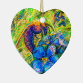Eine Biene & Vergessen-ich-nicht-Blume Herz Keramik Ornament (Rechts)