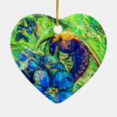 Eine Biene & Vergessen-ich-nicht-Blume Herz Keramik Ornament (Hinten)