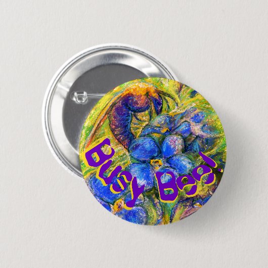 Eine Biene & Vergessen-ich-nicht-Blume und Ihr Tex Button (Vorne & Hinten)