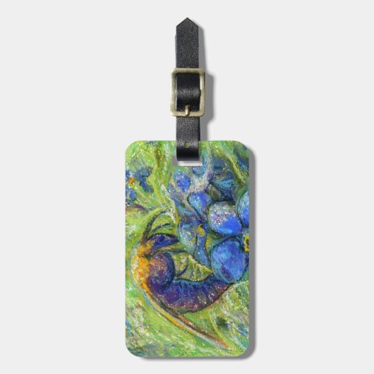 Eine Biene & Vergessen-nicht-Blume Gepäckanhänger (Vorderseite vertikal)