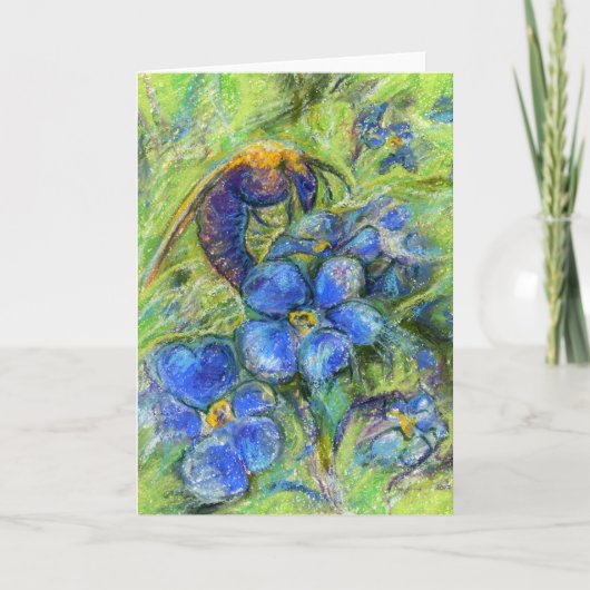 Eine Biene & Vergessen-nicht-Blume Karte (Vorderseite)