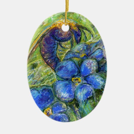 Eine Biene & Vergessen-nicht-Blume Keramik Ornament (Vorne)