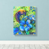 Eine Biene & Vergessen-nicht-Blume Leinwanddruck (Insitu (Holzboden))