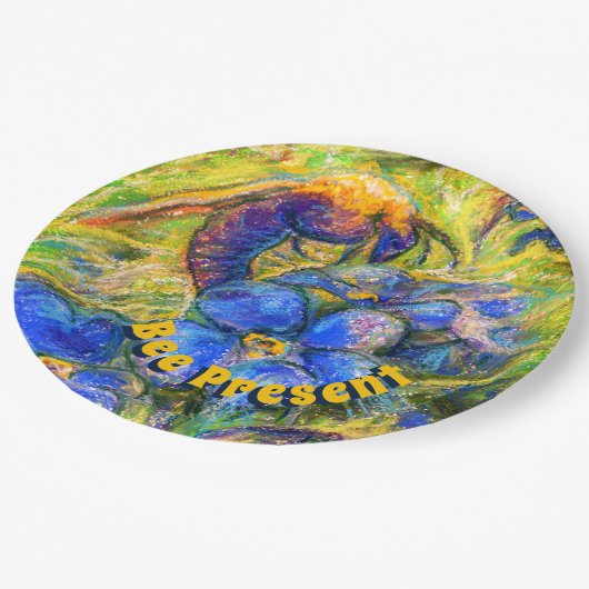 Eine Biene & Vergessen-nicht-Blume-Platte Pappteller (Schrägansicht)