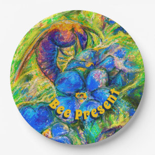 Eine Biene & Vergessen-nicht-Blume-Platte Pappteller