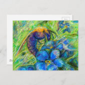 Eine Biene & Vergessen-nicht-Blume Postkarte (Vorne/Hinten)