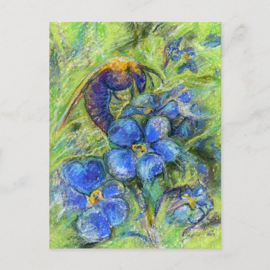 Eine Biene & Vergessen-nicht-Blume Postkarte (Vorderseite)