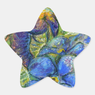 Eine Biene & Vergessen-nicht-Blume Stern-Aufkleber