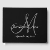 Eine Black Krawatte Affair Elegantes Monogramm Fot Gästebuch (Vorderseite)
