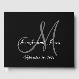 Eine Black Krawatte Affair Elegantes Monogramm Fot Gästebuch